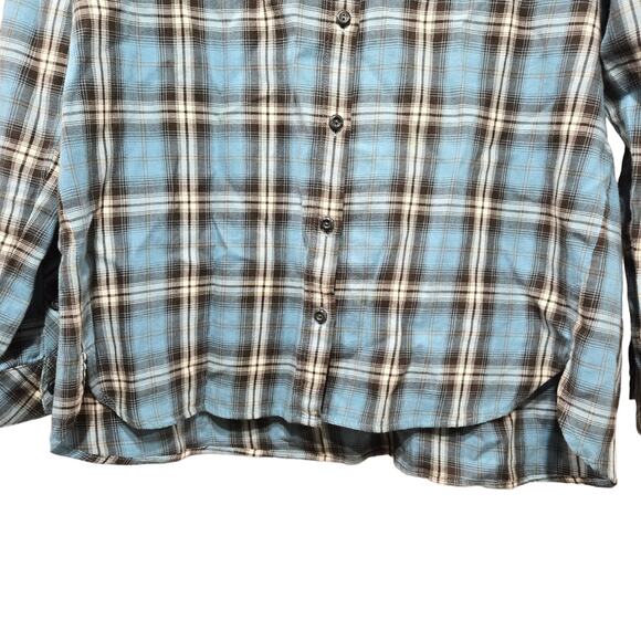 J Jill Blue Gray Plaid Button Down Classic Cozy Flannel Blouse Size Small Petite - Picture 3 of 11